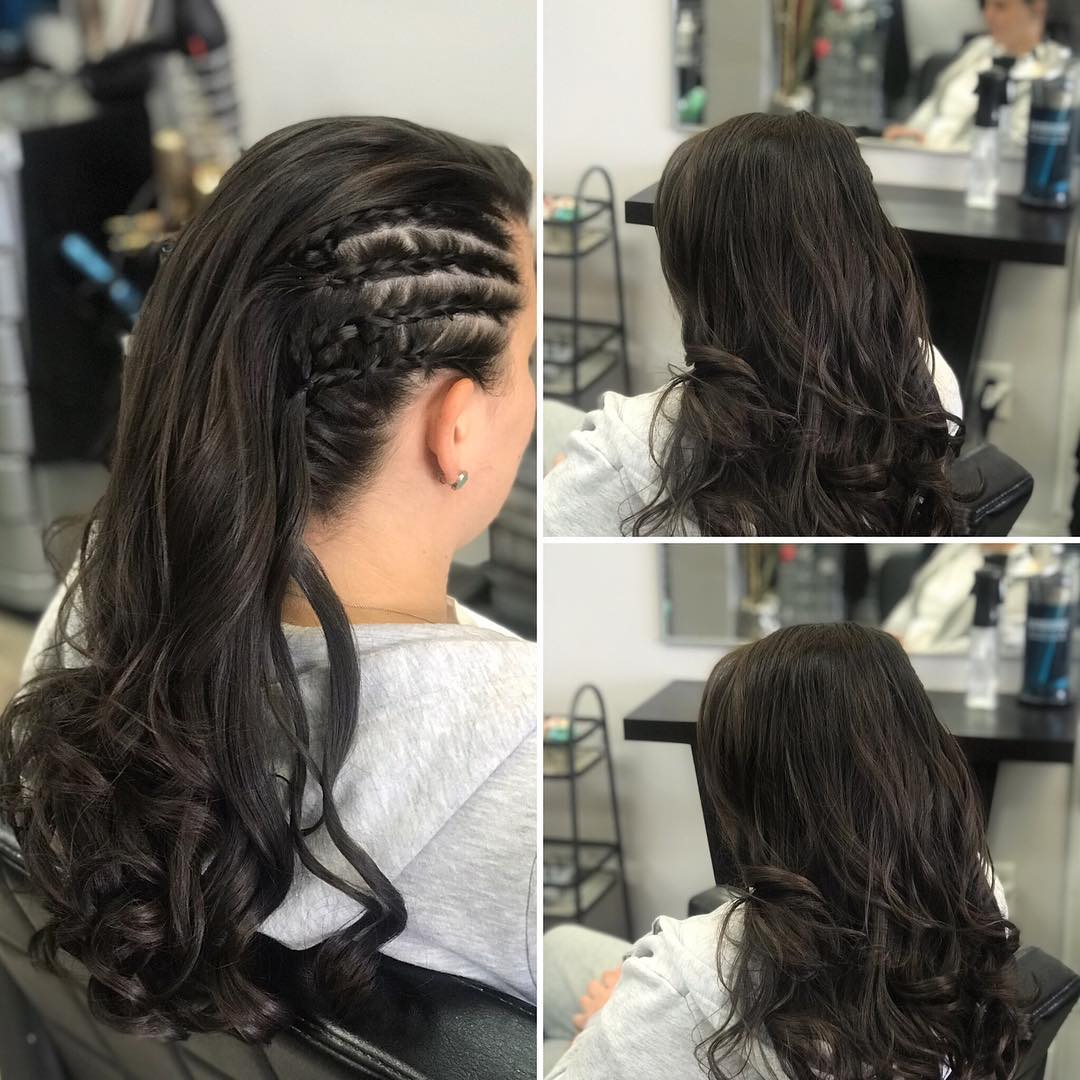 's switch it up a little with some cornrows! Just a few small  braids and simple wavy curls. Looks great! Book your appointment at Emma's  Salon for all your hair and makeup